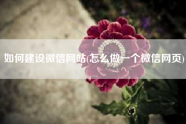 如何建设微信网站(怎么做一个微信网页)