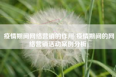 疫情期间网络营销的作用(疫情期间的网络营销活动案例分析)