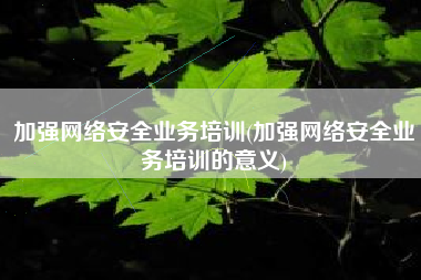 加强网络安全业务培训(加强网络安全业务培训的意义)