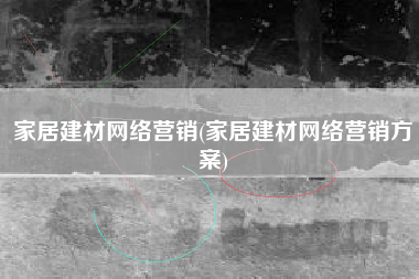 家居建材网络营销(家居建材网络营销方案)