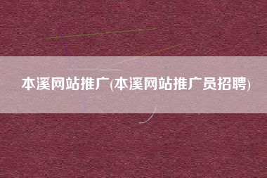 本溪网站推广(本溪网站推广员招聘)