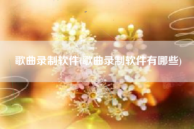 歌曲录制软件(歌曲录制软件有哪些)