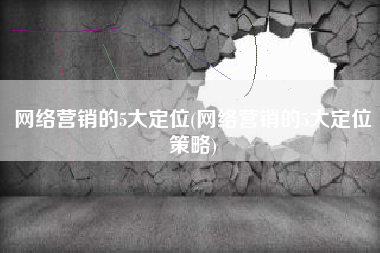 网络营销的5大定位(网络营销的5大定位策略)