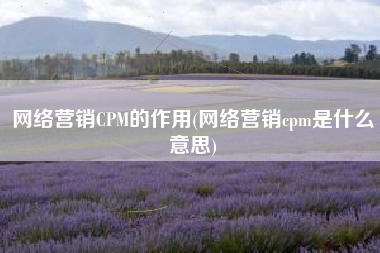 网络营销CPM的作用(网络营销cpm是什么意思)